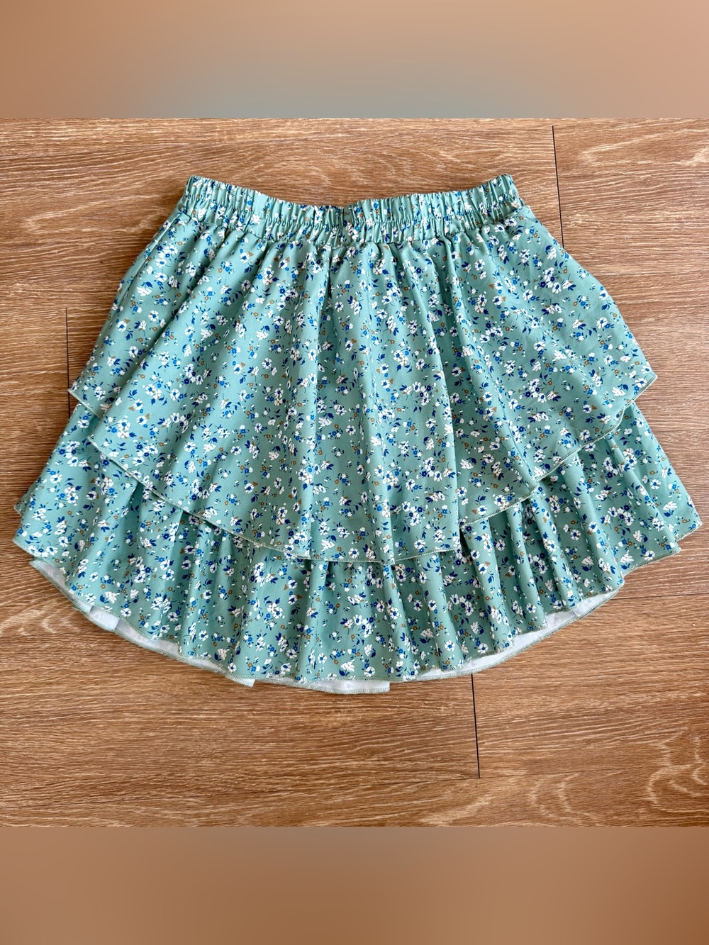 Floral High Waist Layered Ruffle Mini Skirt